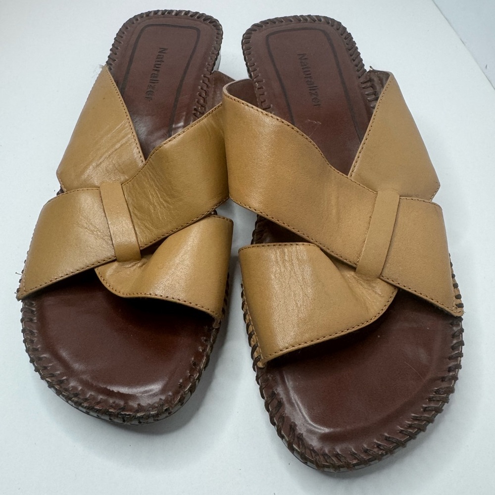 NaturalizerBrown and Tan Leather Sandals Size 7WW